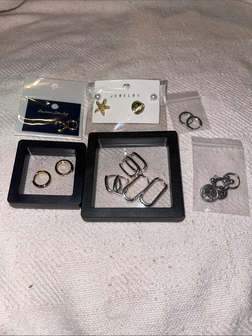 Fashion Jewelry Gold and Silver Earring and Hoop Set